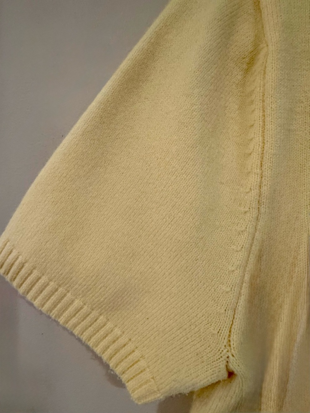 Marled Pale Yellow Knit Polo Short Sleeved Top, Small - Picture 5 of 6